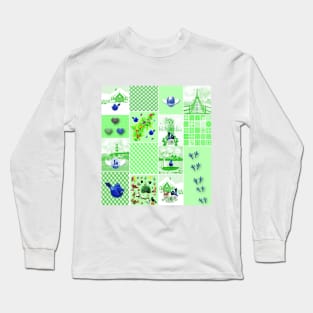 Bird Lovers Patchwork Pattern Long Sleeve T-Shirt